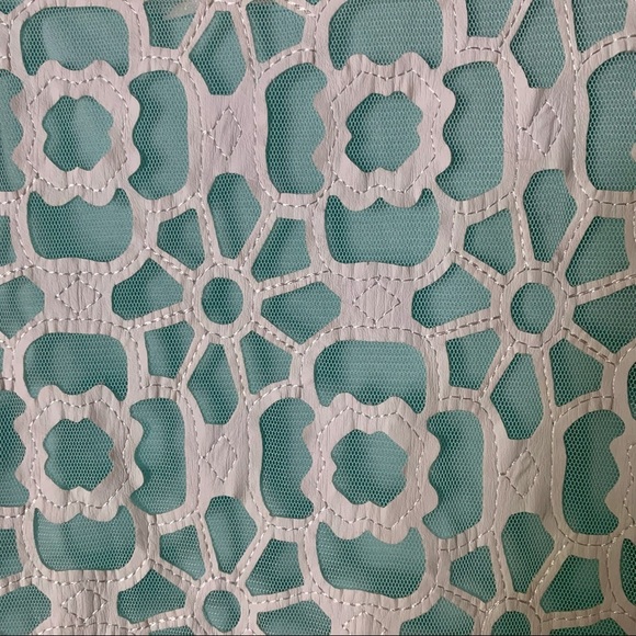 ELISA B. Lace Sleeveless Party Dress Teal Turquoise White Special Occasion Sz 10 - Picture 5 of 16